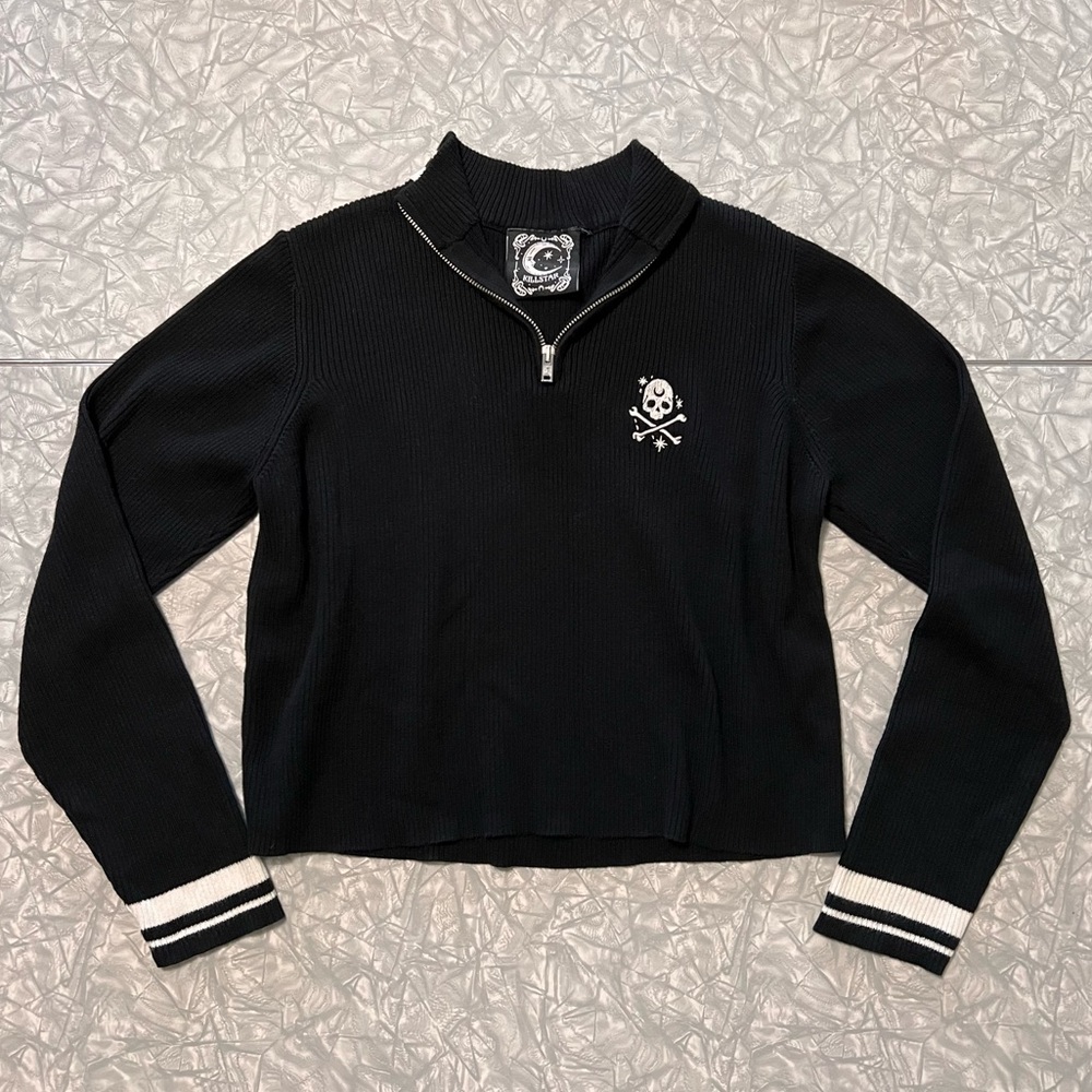 Killstar, Quarter Zip Sweatshirt, Black, Medium